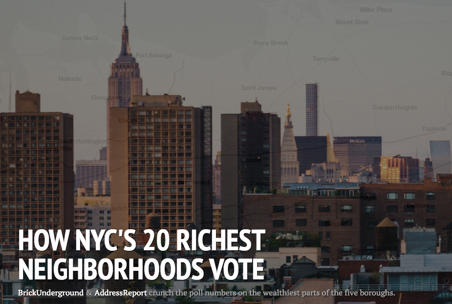 How NYC's 20 richest neighborhoods vote